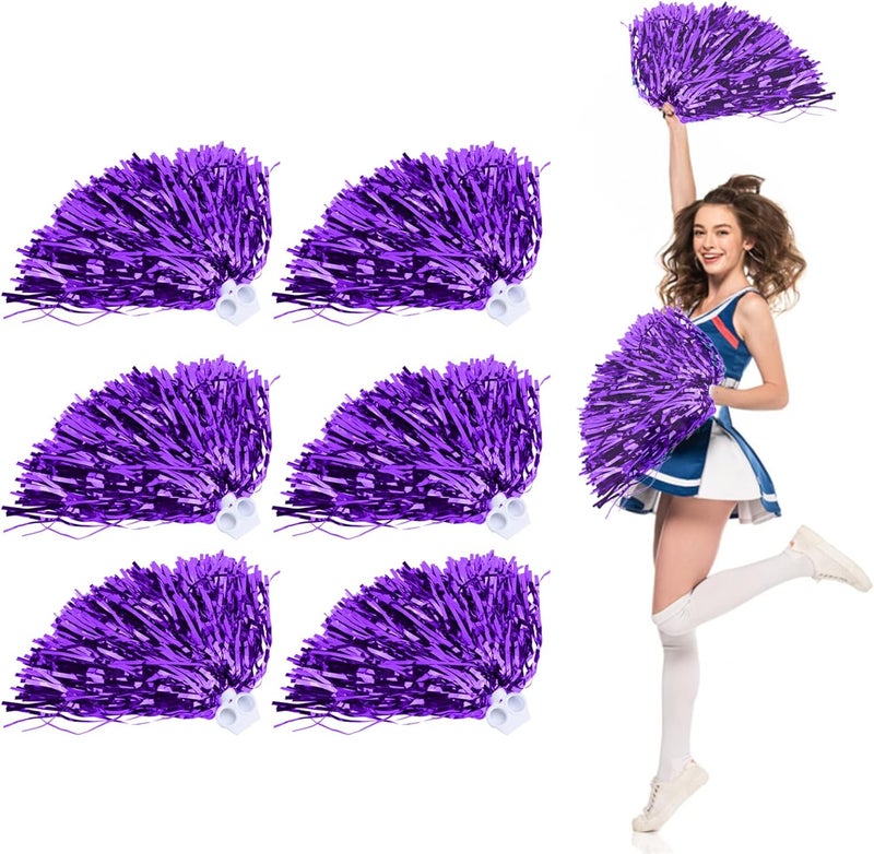 woobles Cheerleading Poms, Lightweight Cheerleader Pom Poms for Night Cheer Sports Party Dance(Purple) - Image 1